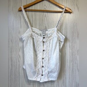 American Rag Crochet Trim Button-Front Camisole L LNC